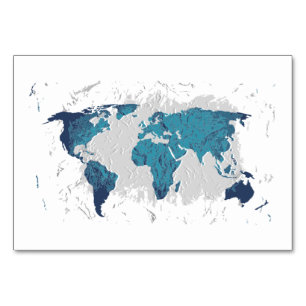 Creative drawing map of the world table number