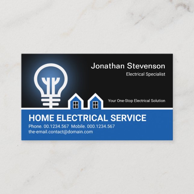 Creative Electric Bulb Border Electrician Service Business Card (Front)