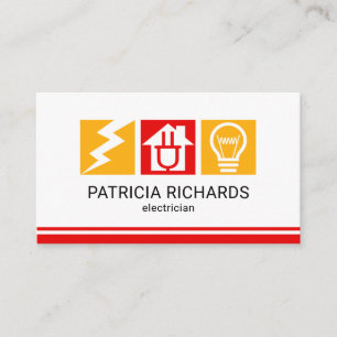 Creative Electrician Icon Blocks Business Card