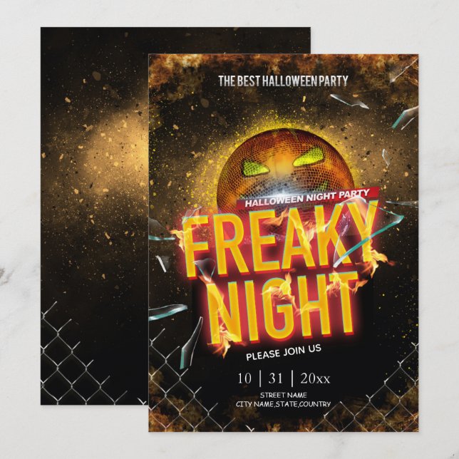 Creative Electronic Neon Effect Halloween Party  Invitation (Front/Back)