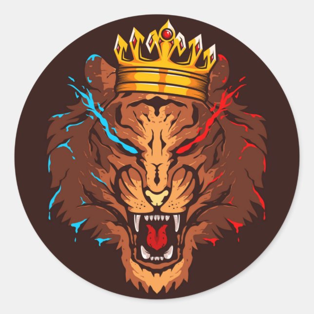 creative esport lion logo design classic round sti sticker (Front)