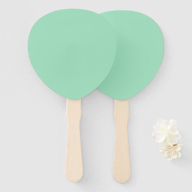 Creative Expression Seafoam Green Paddle Hand Fan (Front and Back)