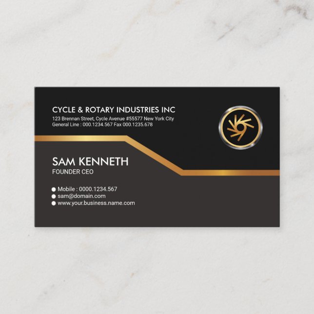 Creative Faux Gold Line Simple Black Founder CEO Business Card (Front)