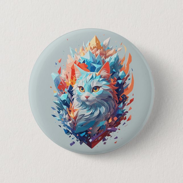 Creative Fire and Ice Cat Design 2 Inch Round Button (Front)