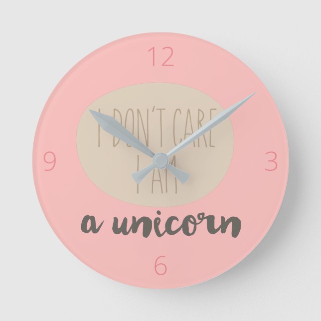 Creative Funny Text | Unicorn | Baby Nursery Room Round Clock (Front)