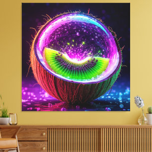 Creative Fusion of Exotic Kiwi and Coconut Canvas Print