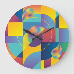 Creative Geometric: Abstract Vintage Cover. Large Clock
