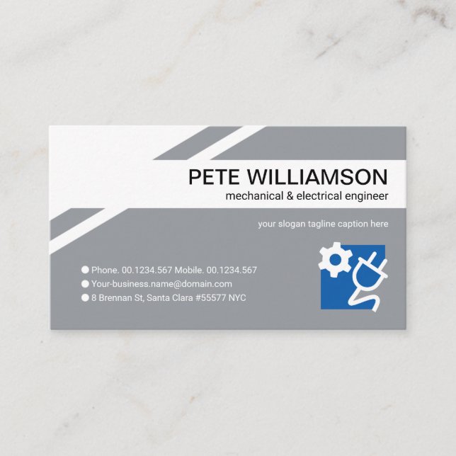 Creative Geometric Grey Layers Electrical Engineer Business Card (Front)