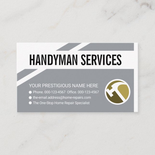 Creative Geometric Trapezium Hammer Business Card (Front)