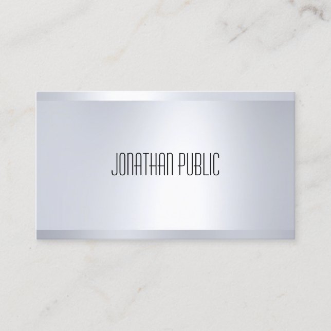 Creative Glamour Silver Look Elegant Modern Plain Business Card (Front)