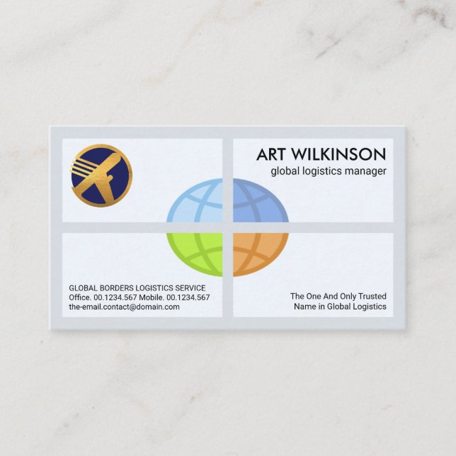 Creative Global Logistics Quadrant Import Export Business Card (Front)