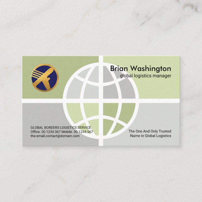 Creative Globe Quadrant Border Account Manager Business Card (Front)