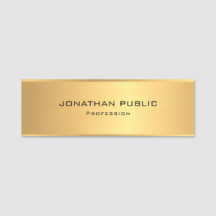 Creative Gold Background Template Modern Elegant Name Tag