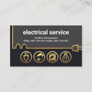 Creative Gold Building Electrical Power Line Business Card