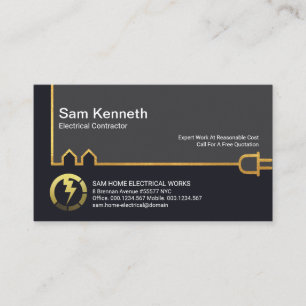 Creative Gold Building Electrical Power Line Business Card