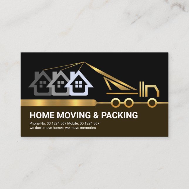 Creative Gold Crane Border Line Home Moving  Business Card (Front)