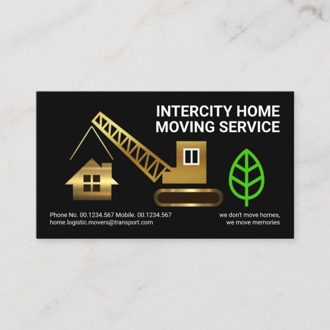 Creative Gold Crane Moving Home Transport Business Card (Front)
