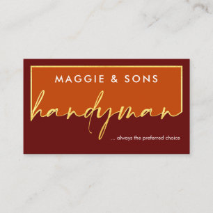 Creative Gold Handyman Signage Frame Business Card