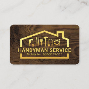Creative Gold Handyman Tools Building Business Card