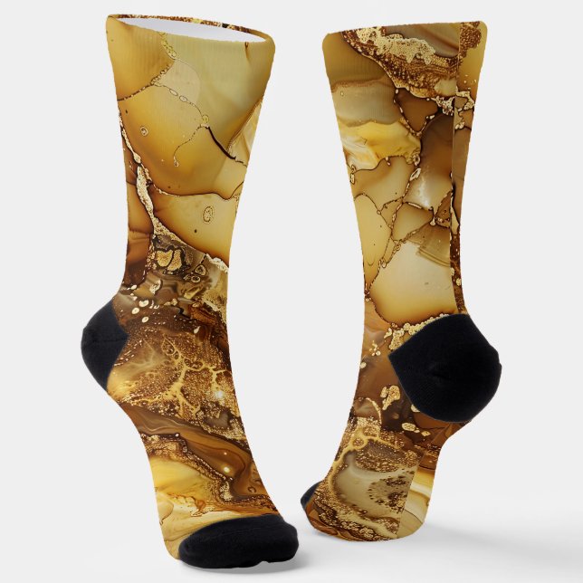 Creative Gold Marble Design Socks (Angled)