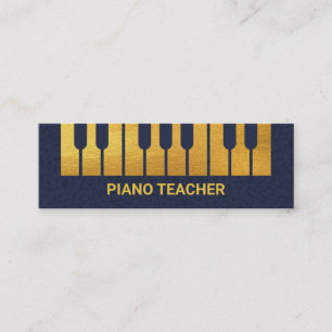 Creative Gold Piano Keys Floating Musical Notes Mini Business Card