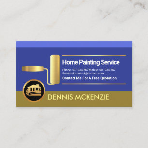 Creative Gold Roller Paint Brush Handyman Painter Business Card