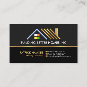 Creative Gold Rooftop Border Construction Builder Business Card