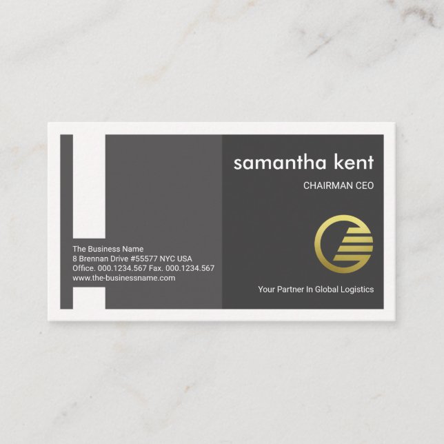 Creative Grey Column Box Frame Founder CEO Business Card (Front)