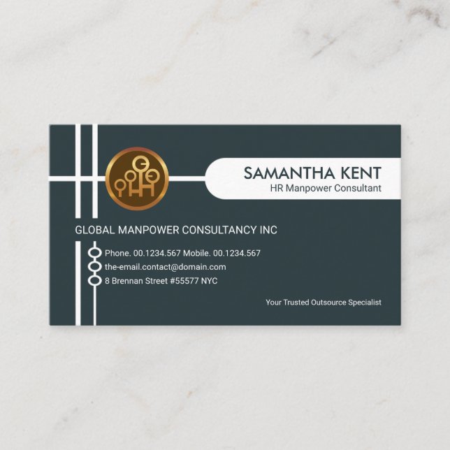 Creative Grey Crisscross Manpower Consultant Business Card (Front)