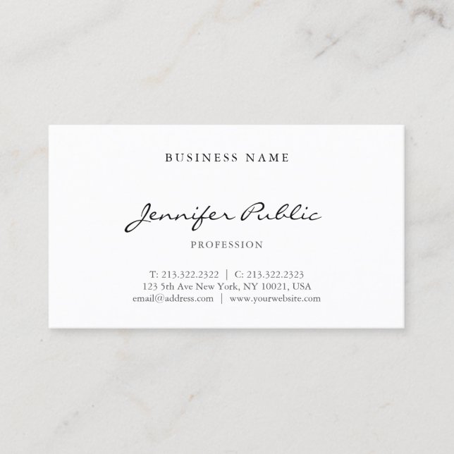 Creative Hand Script Font Modern Simple Template Business Card (Front)