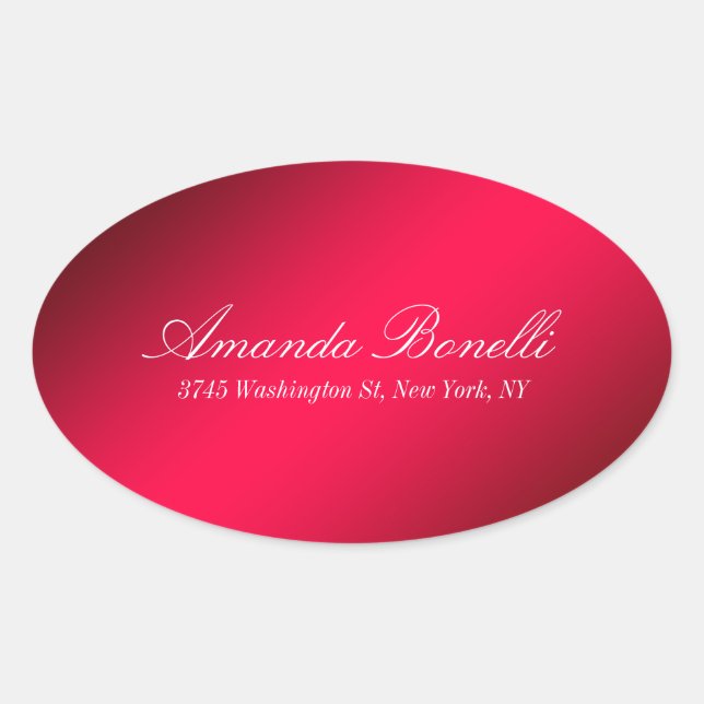 Creative Handwriting Elegant Modern Carmine Red Oval Sticker (Front)