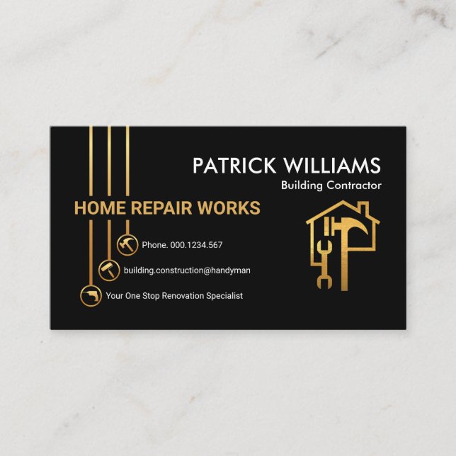 Creative Handyman Tools Button Builder Business Card (Front)