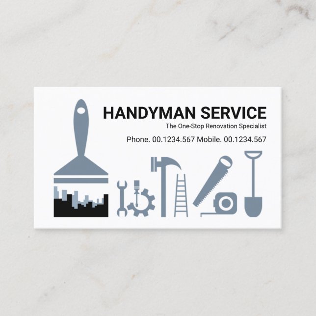 Creative Handyman Tools Remodeling Contractor Business Card (Front)