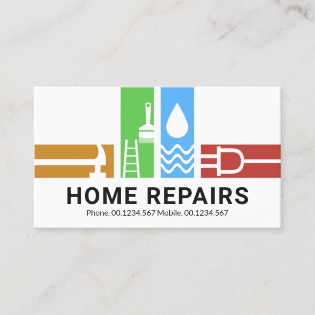Creative Handyman Tools Stripe Business Card (Front)