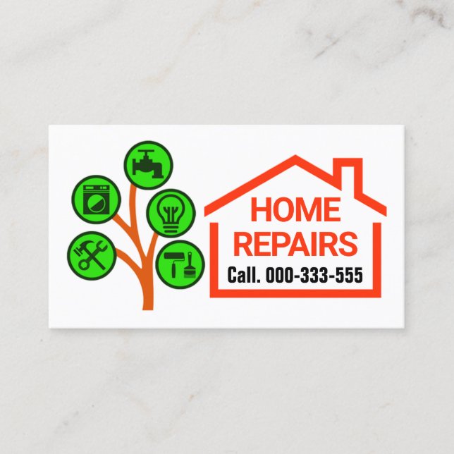 Creative Handyman Tools Tree Business Card (Front)