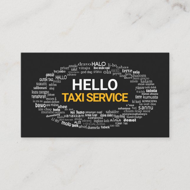 Creative Hello Language Greetings Private Driver Business Card (Front)