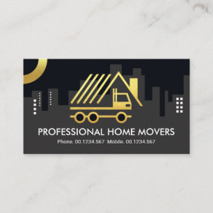 Creative Home Movers Truck City Silhouette Business Card