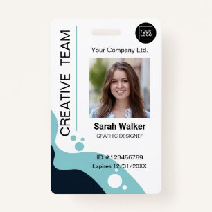 Creative ID Employee Photo Logo Name light blue Badge