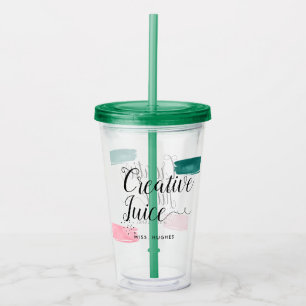 Creative Juice Typographic Pink & Green Abstract Acrylic Tumbler