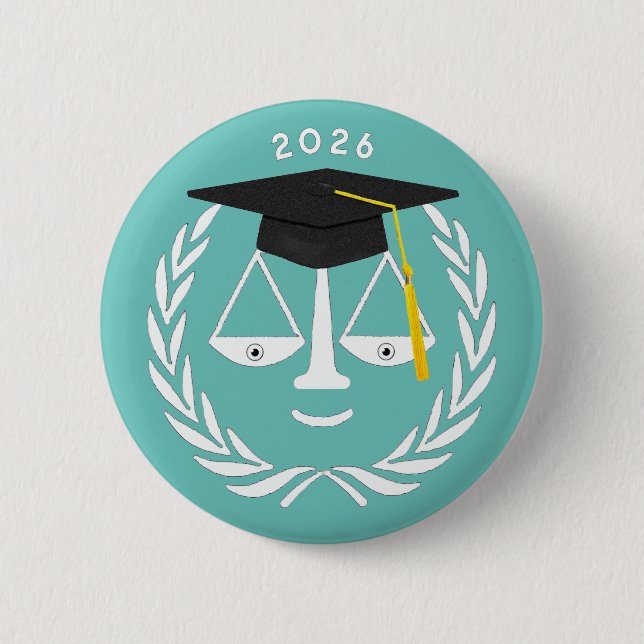 Creative Law School Graduation 2 Inch Round Button (Front)