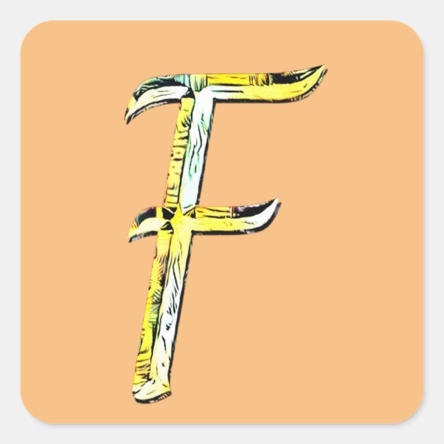 Creative Letter F Initial Monogram  Square Sticker (Front)