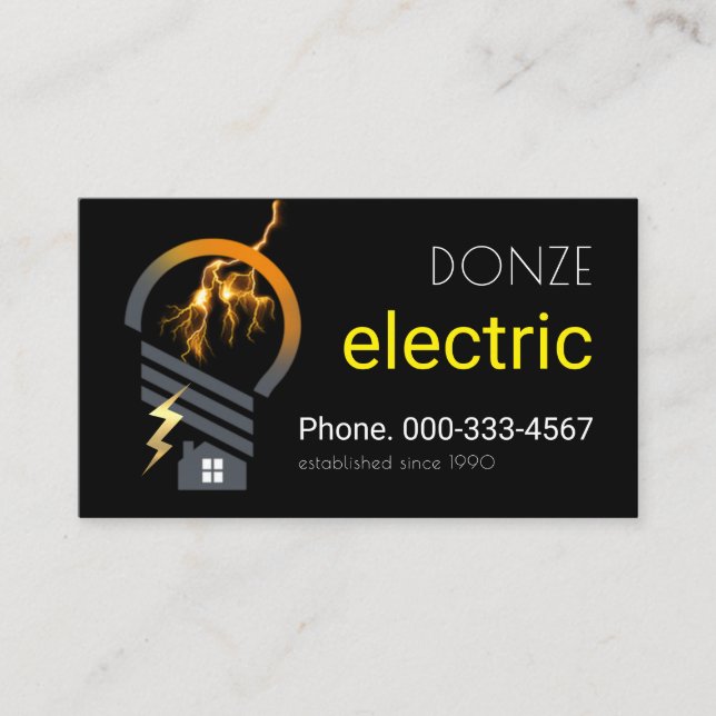 Creative Lightbulb Home Lightning Strike Business Card (Front)