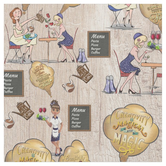 Creative Magic Break Time Wallpaper stories Fabric (Close Up)