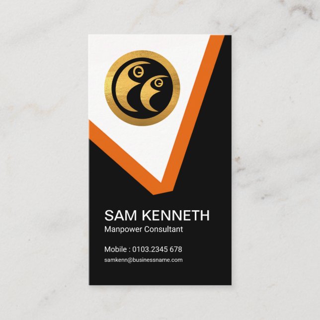Creative Manpower Consultant Orange V Business Card (Front)