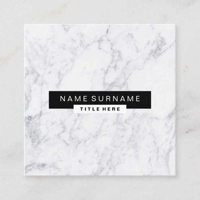 Creative Marble Black & White Square Business Card (Front)