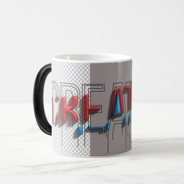 Creative Melting 3D Typography Magic Mug (Front Left)