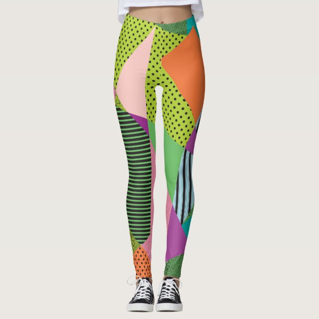 Creative Memphis Frame Modern Design Leggings (Front)