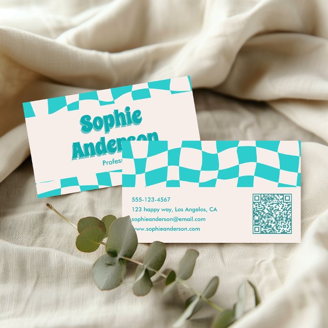 Creative Minimal Professional Modern Teal Wavy Business Card (Creator Uploaded)