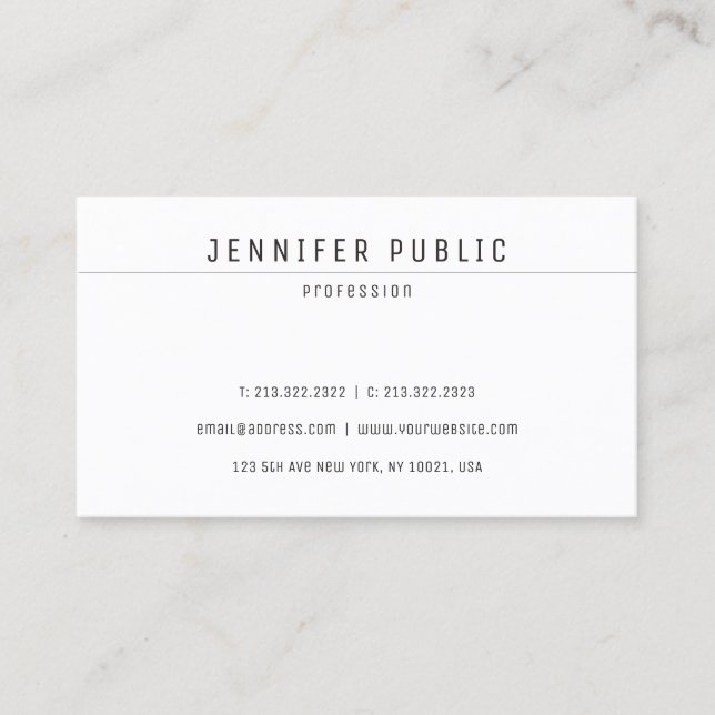 Creative Minimalist Design Plain Trendy Modern Business Card (Front)