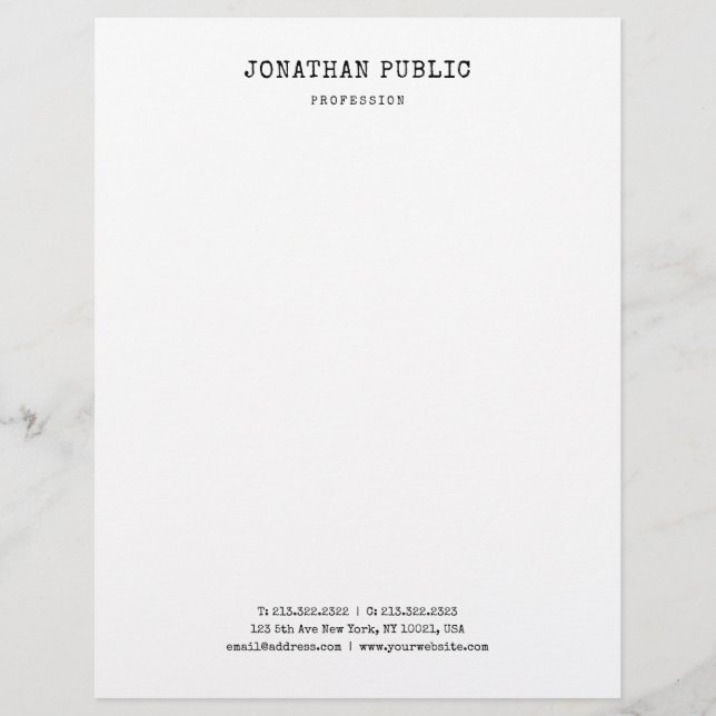 Creative Minimalist White Classic Professional Letterhead (Front)